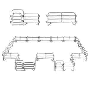 JOKFEICE 20PCS Farm Fence Panel Playset with 2 Opening Gates, Silver Plastic Fencing Accessories for Animal Barn Corral Paddock, Flexible Diorama Sandbox Scene Decor, Educational Toy Gift for Kids