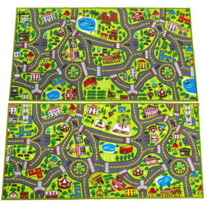 Joyfy 2 Pack Kids Car Rug for Playroom, Jumbo Car Play Mat for Toddlers,Durable Car Carpet for City Fun Play