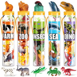 Joyfy 69Pcs Small Animal Figures, Assorted Mini Plastic Animal Toy, Tiny Little Animals for Sensory Bin, Birthday Party Favor for Kids Toddler Aged 3-8