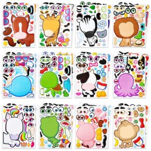 JOYIN 24 Sheets 9"x6" Make a face Stickers for Kids, Make Your Own Stickers with Unicorn, Dinosaur, Sea and Safari Animals, Party Favors Kids Crafts, Goodie Bags Stuffers Classroom Activities