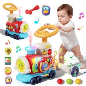 JoyStone 3 in 1 Baby Push Walker for 12 Months+ Toddlers with Mist Spray, Colorful Lights, Music, Hammer Ball Game & Speed Control Rear Wheels