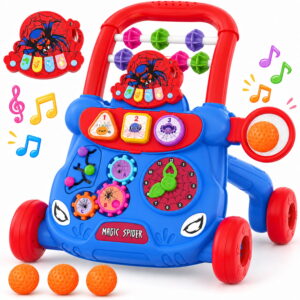 JoyStone Baby Walker with Detachable Music Piano and Activity Toys, Sit-to-Stand Educational Push Walker for Infants 6-12 Months