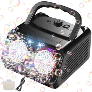 JoyStone Upgraded Bubble Machine, Automatic Bubble Machine for Kids 20000+ Bubbles Per Minute with 2 Fans, Bubble Maker for Outdoor Indoor Birthday Wedding Party, Black