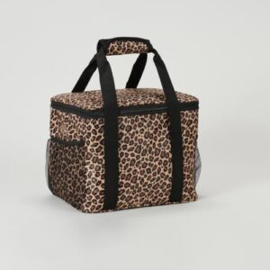 JPJYE Insulated Lunch Bag, Leopard Print Design, 30 x 21 x 23 cm, Thermal Tote with Dual Handles for Work/Picnic/Beach (leopard print, 11.8X8.3X9 Inch)