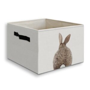 JUIOEIU Easter Bunny Nursery Foldable Basket Storage Bins Box with Handles, Rustic Farmhouse Rabbit Bunny Animal Collapsible Organizer Basket for Kids Nursery Room Bedroom Bathroom Clothes Toys Books
