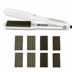 JUUTREN 1.77” Flat Iron＆Hair Waver, Hair Crimper for Women Beach Waves,Crimper Hair Tool, Curling Iron Hair Curler Curling Wand, 8 Eco plates, 4 Heat Settings, 360° Swivel Cord
