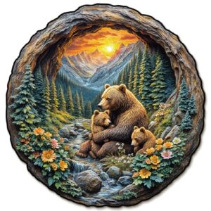KAAYEE Wooden Puzzles Adults, Brown Bear Embrace Jigsaw Puzzle 13.4 *13.1in