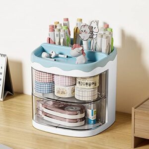 kaileyouxiangongsi Pencil Holders,Pen Organizer, Pencil Holder for Desk, Desk Organizer with Drawer for School, Home, Art Supplies (Blue)