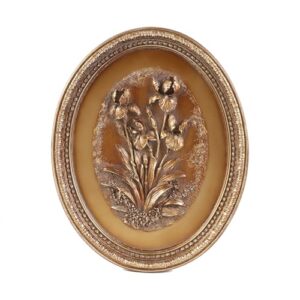 Kangce Vintage Wall Sculptures,Vintage Wall Decor,Antique Wall Art with Hand-Carved Iris Pattern,Ornate Victorian Home Decor,for Living Room, Bedroom,Hallway Gallery,Oval,Bronze
