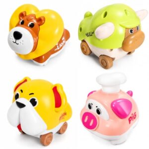 Keena 4pcs Press and Go Animal Toy Cars for Toddlers