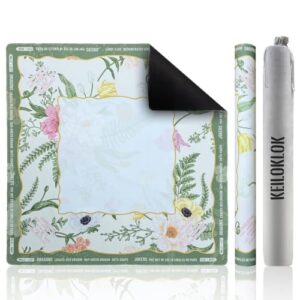 KEILOKLOK 32.4x32.4 Inch Floral Mahjong Mat 3 MM Noise Reduction | Countryside Home Style Non-Slip with Tropical Plants Carrying Bag for Poker, Card, Board & Tile Games, Dominoes