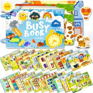 KIDS KING 3 Pack Busy Books for Toddlers, Montessori Quiet Book, Preschool Learning Activities Educational Workbook, Sorting Matching Sticker Fixing, Gifts for Kids Age 3+ (Farm, Vehicle, Weather)