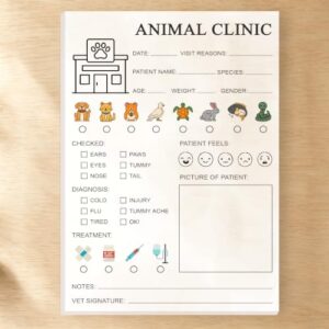 Kids Pretend Play Notepads - Animal Clinic Role-Play Playtime Notepad