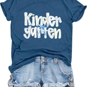 Kindergarten Shirts for Women Teacher Shirt First Day Back to School Tees