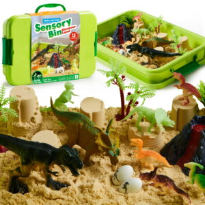 Klever Kits dinosaursaur Sensory Bin for Child, Glow-in-The-Dark dinosaursaur, Play Sand Toy for Boys Girls Age 3+