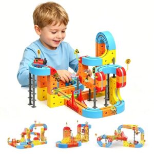 klick Rail Electric Train Set for Kids Ages 4-8, 122 PCS Magnetic 3D Flexible Race Track with Gravity-Defying 360° Loops, Motorized STEM Building Toy Gift for Boys Girls