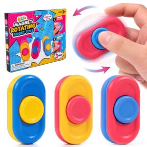 KLT Magnetic Fidget Toys for Kids: 3 Pairs Finger Spinner for Stress Relief