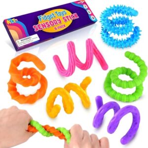 KLT Silicone Fidget Sticks 6 Pack with 6 Unique Textures