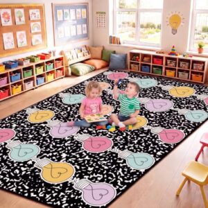 Klyyo Clyro Large Classroom Rug 5' x 7.6' Flame-Retardant Rug,Light Bulbs