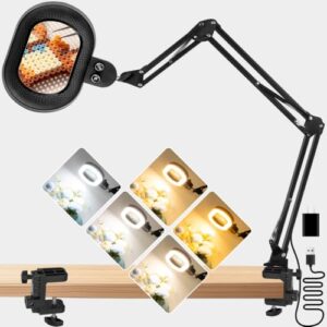KMDES Magnifying Glass with Light and Clamp, 5in 15X Extended Arm