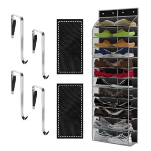 Kotkn Over The Door Shoe Organizer with 12 Large Breathable Pockets - Durable Hanging Storage for the Entire Family's Shoes (Black)