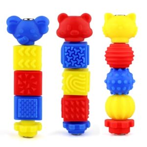 Kryfa Textured Sensory Squishy Toys, 3 Pack Silicone Tactile Sensory Toys | Sensory Fidget Sticks for Travel Toys, Easter Eggs & Goodie Bag Fillers, Classroom Prizes, Stocking Stuffers, Birthday Gifts