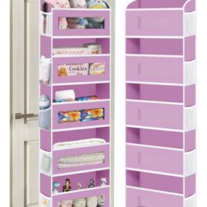 KYEVIS Over The Door Organizer, 5 Shelves Closet Door Hanging Organizer with 10 Mesh Pockets, Nursery Closet Organizer, Baby Essentials, Dorm Room Essentials for Girls