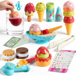 lalalark Color Changing Ice Cream Toy, Play Food for Kids, Pretend Toy for Role Play, Play Kitchen Accessories, Preschool Learning Gifts for Girls Boys Kids 3+