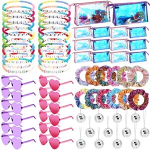 Landical 12 Sets Friendship Party Favors Popular Singer Party Supplies, Friendship Bracelets, Disco Necklace Heart Sunglasses Holographic Scrunchie Make Up Bag for Y2k Fans Women Birthdays & Concerts