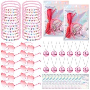 Landical 60 Pcs Kpop Disco Party Favors, Friendship Gift 12 Sets, Pink | Friendship Bracelets Disco Ball Necklace Heart Sunglasses Gift Bags, Party Favor Accessories for Birthdays, Y2k, Kpop Fans