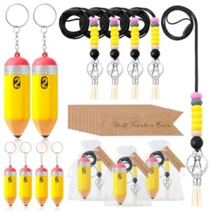 Landical 6 Sets Teacher Gifts Bulk ID Badge Lanyard Pencil Ball Keychains