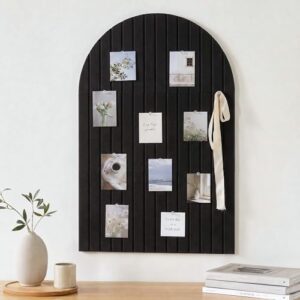 Large Arched Felt Bulletin Board - 35x24 Inch, 6 Customizable Adhesive Tiles with Pins for Home Office Wall Decor