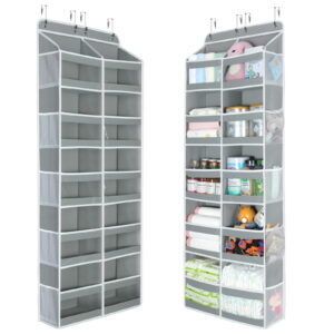 LazySpin Over the Door Organizer 5 Tiers, Extra Large Behind Door Storage of 10 Compartments, Over the Door Storage, Door Hanging Organizer for Closet, Diaper Organizer, Toy Storage, Grey