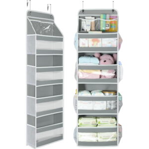 LazySpin Over the Door Organizer, Stuffed Animal Storage with Clear PVC Windows, Door Organizer Hanging