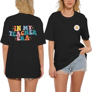 LBP Teacher Shirts for Women in My Teacher Era Shirt Back to School Casual Tee Teachers Life Tops Black