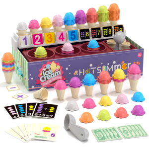 Learning Toys for Toddlers 1-3 Years Old, Educational Toys, Ice Cream Toy Pretend Play for Kids, Color Sorting, Number Matching Counting, Montessori Preschool Toys, Best Gift for Boy Girl
