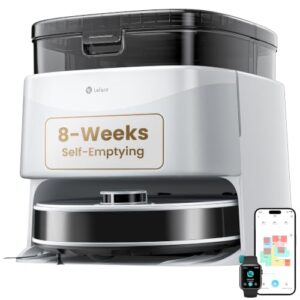 Lefant Robot Vacuum and Mop, 12000Pa Suction,Multifunctional Dock with Hot Water Self-Cleaning&Drying, Obstacle Avoidance,90-Day Self-Emptying, 5G WiFi Alexa/APP/iWatch Control, M3 White