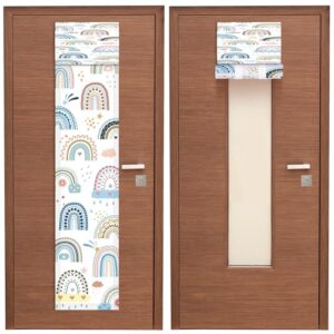 Leinuosen 2pcs Classroom Door Window Cover Thick 8 x 36'', Boho | Back to School Decoration, Curtain Blackout Lockdown Shade, Glass Door Window Covering, Office Darkening Blackout Drape