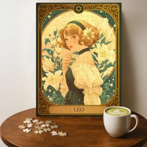 Leo Tarot Card Zodiac Signs Jigsaw Puzzle - 500 Pieces Wooden Puzzle for Adults, Wall Art Gift, Finished Size: 20 x 15 Inch