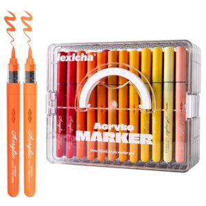 LEXICHA 24 Colors Acrylic Markers Pens with Portable Storage Case | Paint Markers for Rock Painting, Wood, Glass, Canvas, Ceramic, Metal, DIY - Art & Craft Supplies for Adults, Teens, Kids