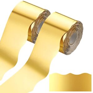 Lincia 2 Pcs 131.2 ft Gold Scalloped Bulletin Board Borders Trim