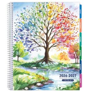 LITE TEACHER PLANNER - Aug 2026-Jul 2027, 8.5" x 11" Daily Weekly Monthly Organizers - Includes 7 Periods, Dated Calendar, Page Tabs, Bookmark, and Planning Stickers (Tree Seasons)
