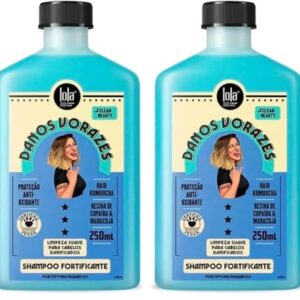 Lola From Rio - Danos Vorazes - Fortifier Shampoo, Repairs Extremely Damaged Hair for More Aligned, Strong and Shiny Hair 8.45 Fl Oz (Pack of 2)