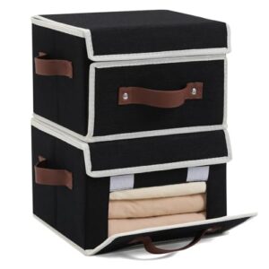 LOLUVIZCO 2PCS Storage Bins Box with Lids Front Window PU Leather Handles