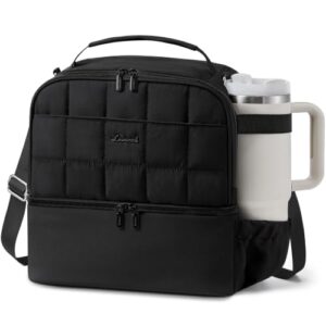 LOVEVOOK Insulated Lunch Bag for Women, Double Deck Lunch Box Cooler Tote | 18L Large Adult Lunch Bag Women with Shoulder Strap, Puffer Reusable womens lunch box for Work Picnic Travel Beach Meal Prep