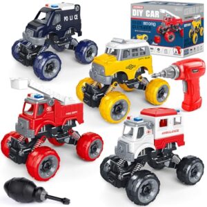 LUDILO Gifts for 3 4 5 6 7 8 Year Old Boy Toys Construction & City Service Truck DIY Stem Building Toys for Ages 4-6 5-7 6-8 Years Old Boys Girls Bundles