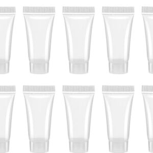 Luhaomisky 10 Pcs Clear Tubes Bottles Refillable Empty 5ML Portable Travel Tubes Empty Squeezable Containers for Sample Travel Essential Shampoo