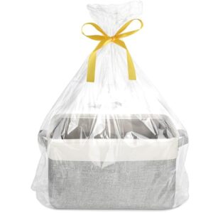 Lukeline Storage Baskets with Gift Bags and Ribbons, 15.5"X 11.6" X 9.4" Storage Basket Gifts Empty for Nursery Living Room Shelves Shower Gift Decorative Baskets for Organizing (Style 1)