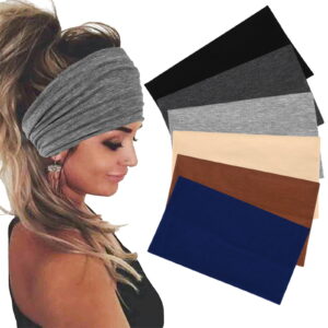 Lumtrix Wide Headbands For Women Men Stretch Headband Boho Bands Hair Plain Workout Hairband Accessories Green One Size