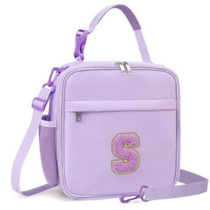 Lunch Bag for Girls, Kids Large Initial Insulated Lunch Box for School